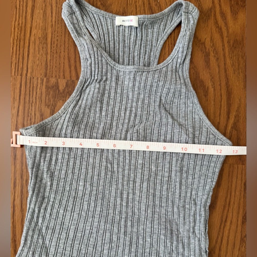 🩶 Better Be Gray Ribbed Racerback Cropped Tank Top - Large - Picture 4 of 6